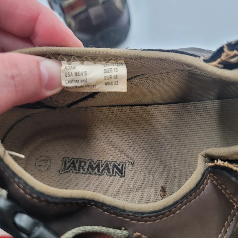 Jarman Adan Mens 13 Brown Leather Fisherman Sandals Bungee Closure Gorpcore